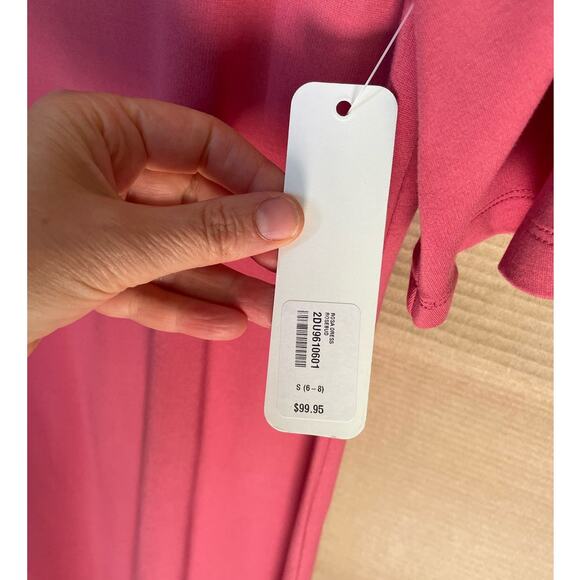 NWT SOFT SURROUNDINGS pink midi dress size S small short sleeve scoop neck - Picture 2 of 9